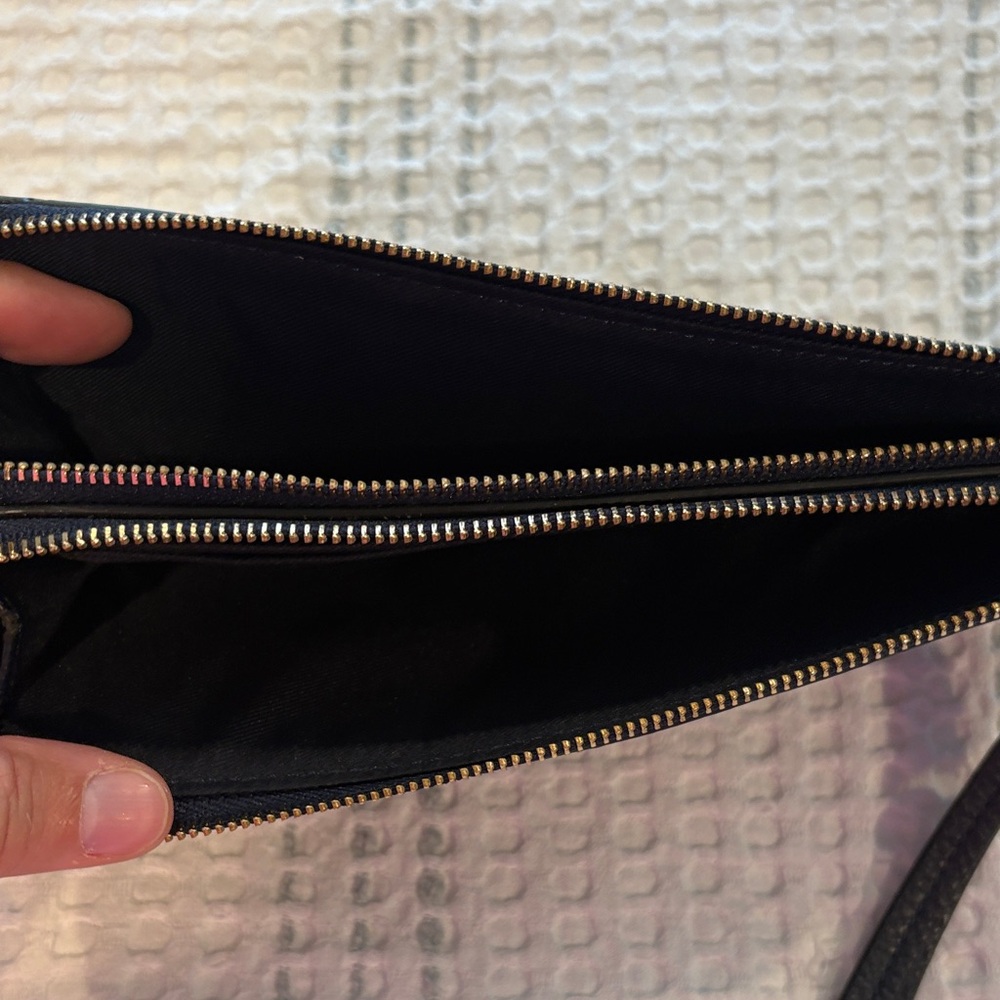 Black Leather Zip Clutch